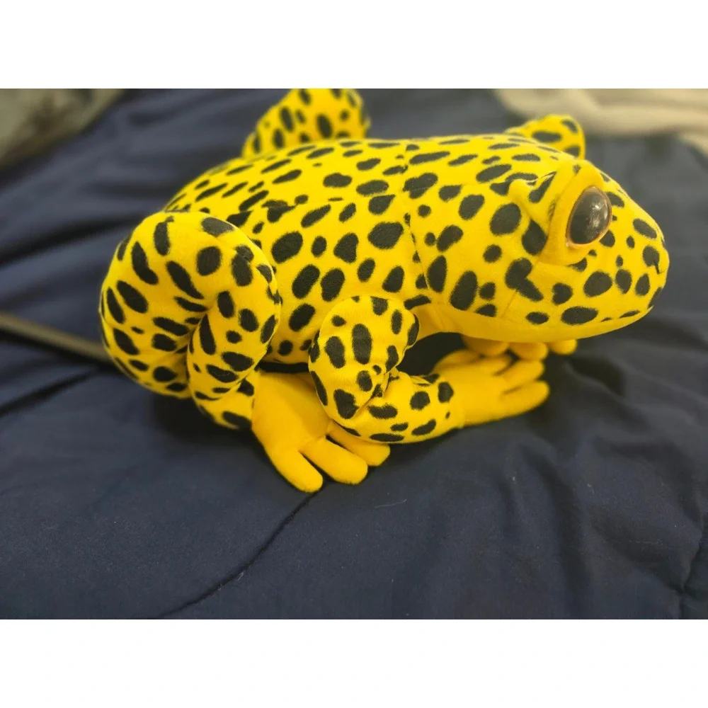 Yellow Black Spotted Poison Dart Frog Plush Stuffed Animal Leopard Print Toy